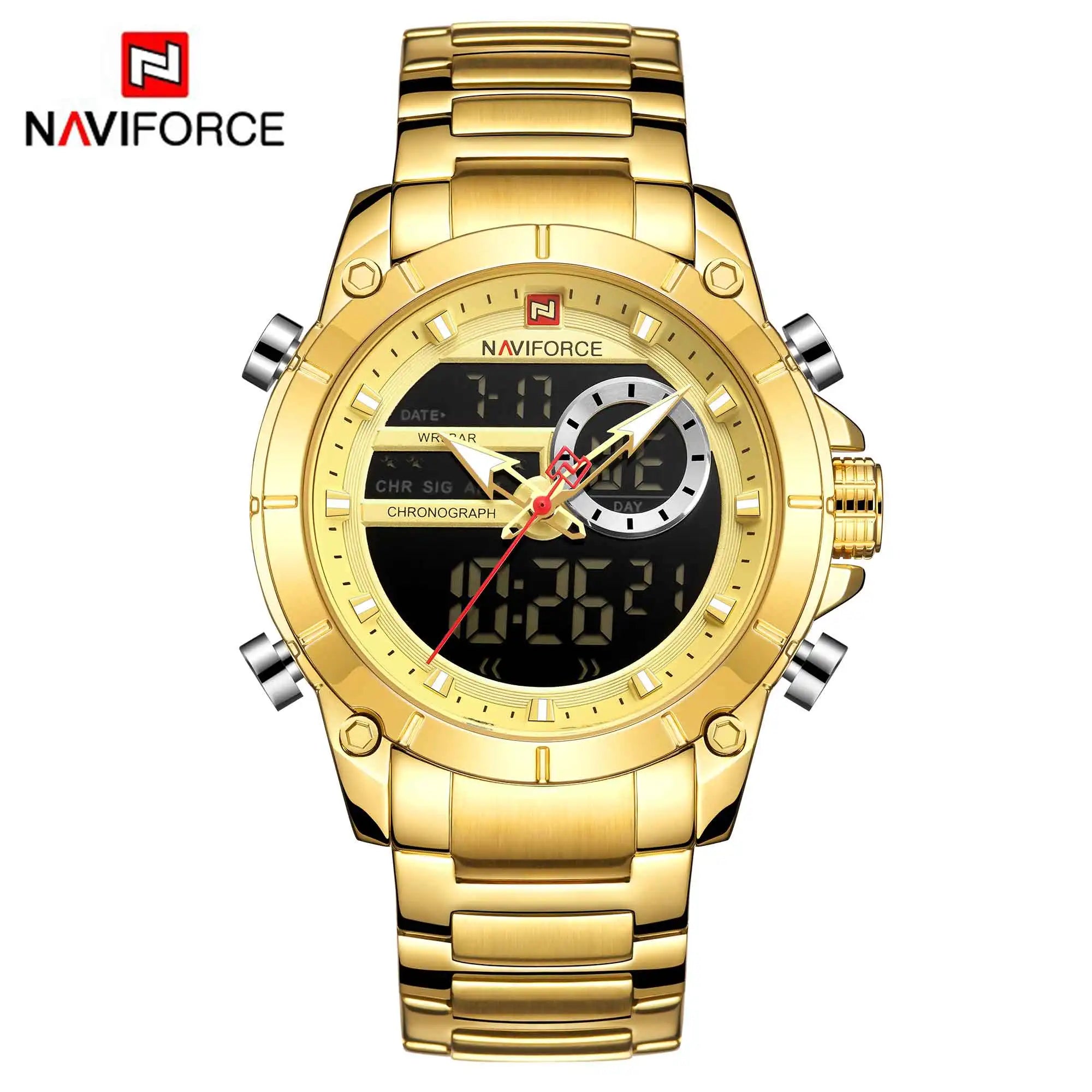 Reloj Hombre NAVIFORCE NF9163 – Acero Inoxidable, Dual Display, Deportivo Elegante