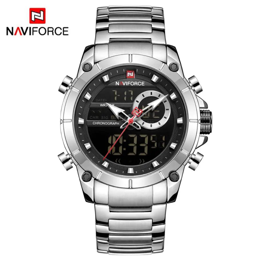 Reloj Hombre NAVIFORCE NF9163 – Acero Inoxidable, Dual Display, Deportivo Elegante