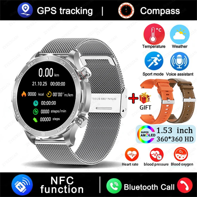 Smartwatch BOXUXING AMOLED – Reloj Inteligente con Llamadas Bluetooth, GPS y Monitor de Salud