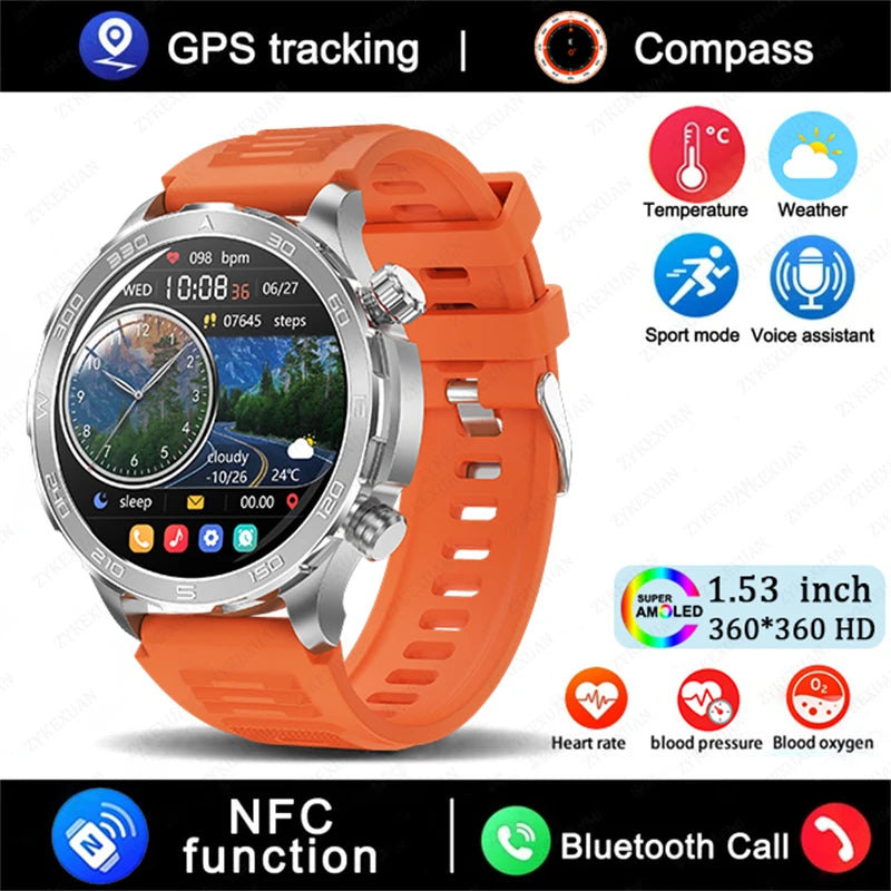Smartwatch BOXUXING AMOLED – Reloj Inteligente con Llamadas Bluetooth, GPS y Monitor de Salud