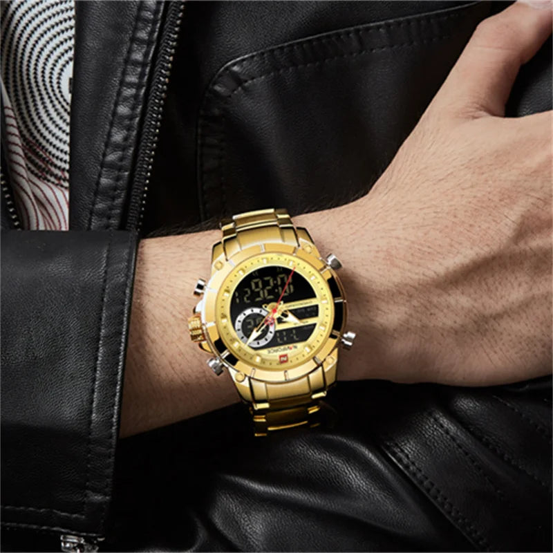 Reloj Hombre NAVIFORCE NF9163 – Acero Inoxidable, Dual Display, Deportivo Elegante