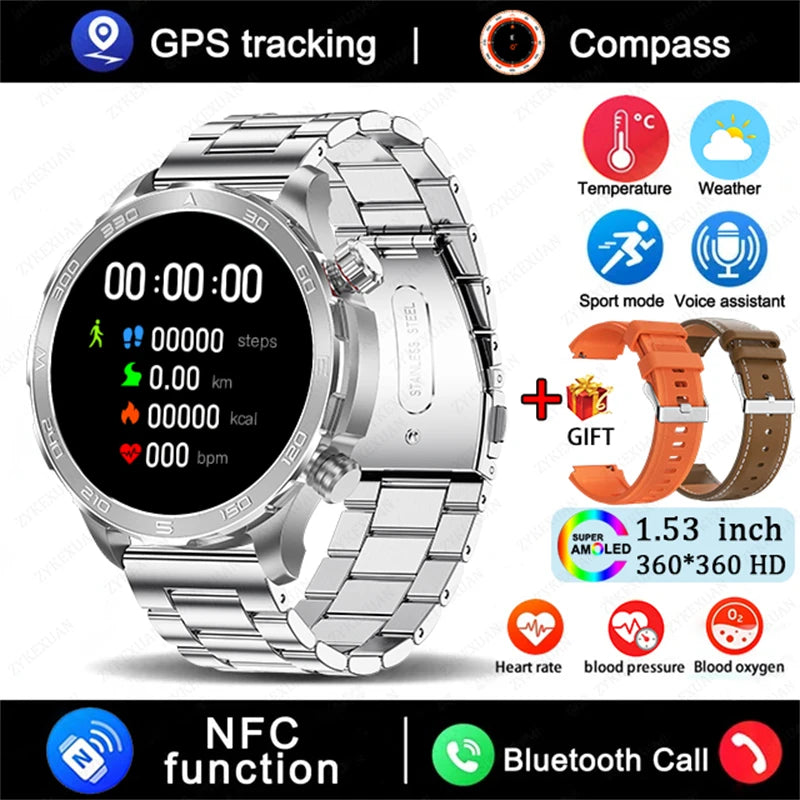 Smartwatch BOXUXING AMOLED – Reloj Inteligente con Llamadas Bluetooth, GPS y Monitor de Salud