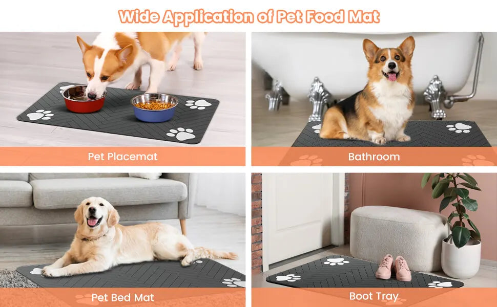 Tapete Absorbente para Mascotas – Antideslizante y Secado Rápido para Comida y Agua