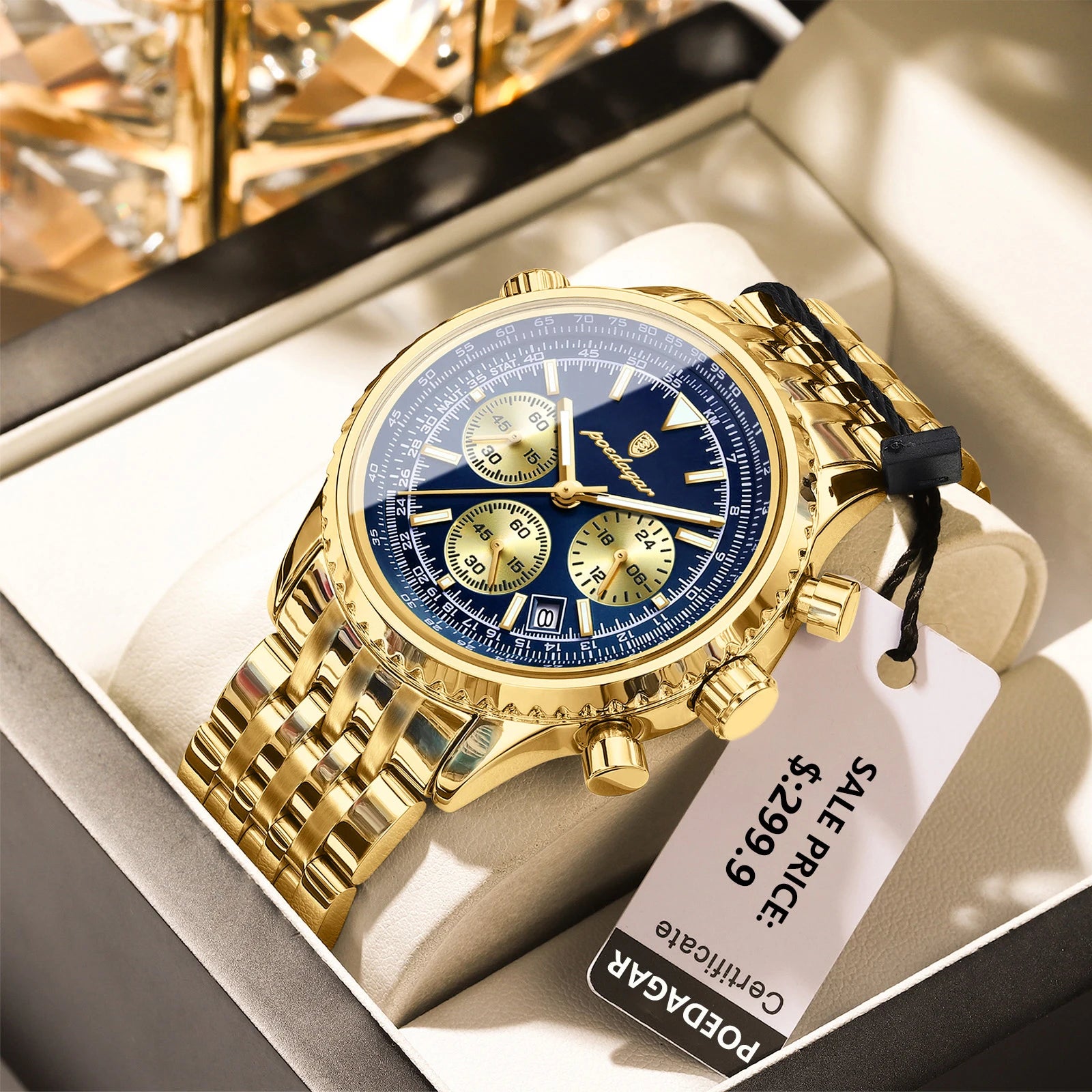 Reloj Masculino POEDAGAR de Lujo – Cronógrafo Deportivo Impermeable 3ATM