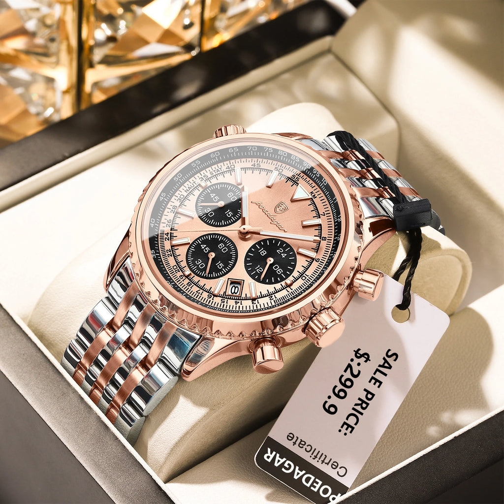 Reloj Masculino POEDAGAR de Lujo – Cronógrafo Deportivo Impermeable 3ATM
