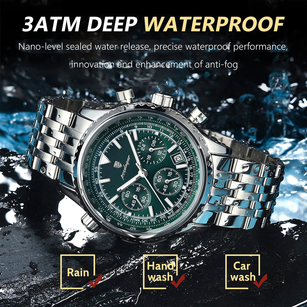 Reloj Masculino POEDAGAR de Lujo – Cronógrafo Deportivo Impermeable 3ATM