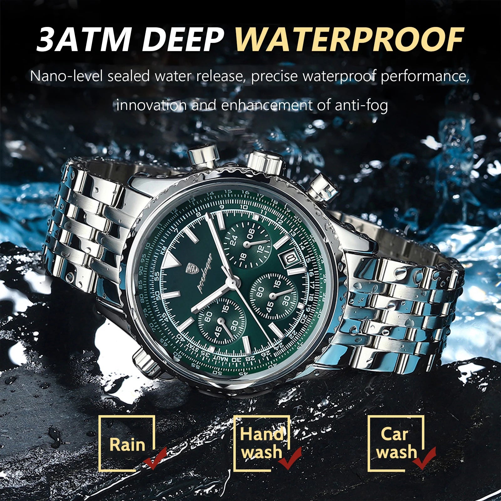 Reloj Masculino POEDAGAR de Lujo – Cronógrafo Deportivo Impermeable 3ATM