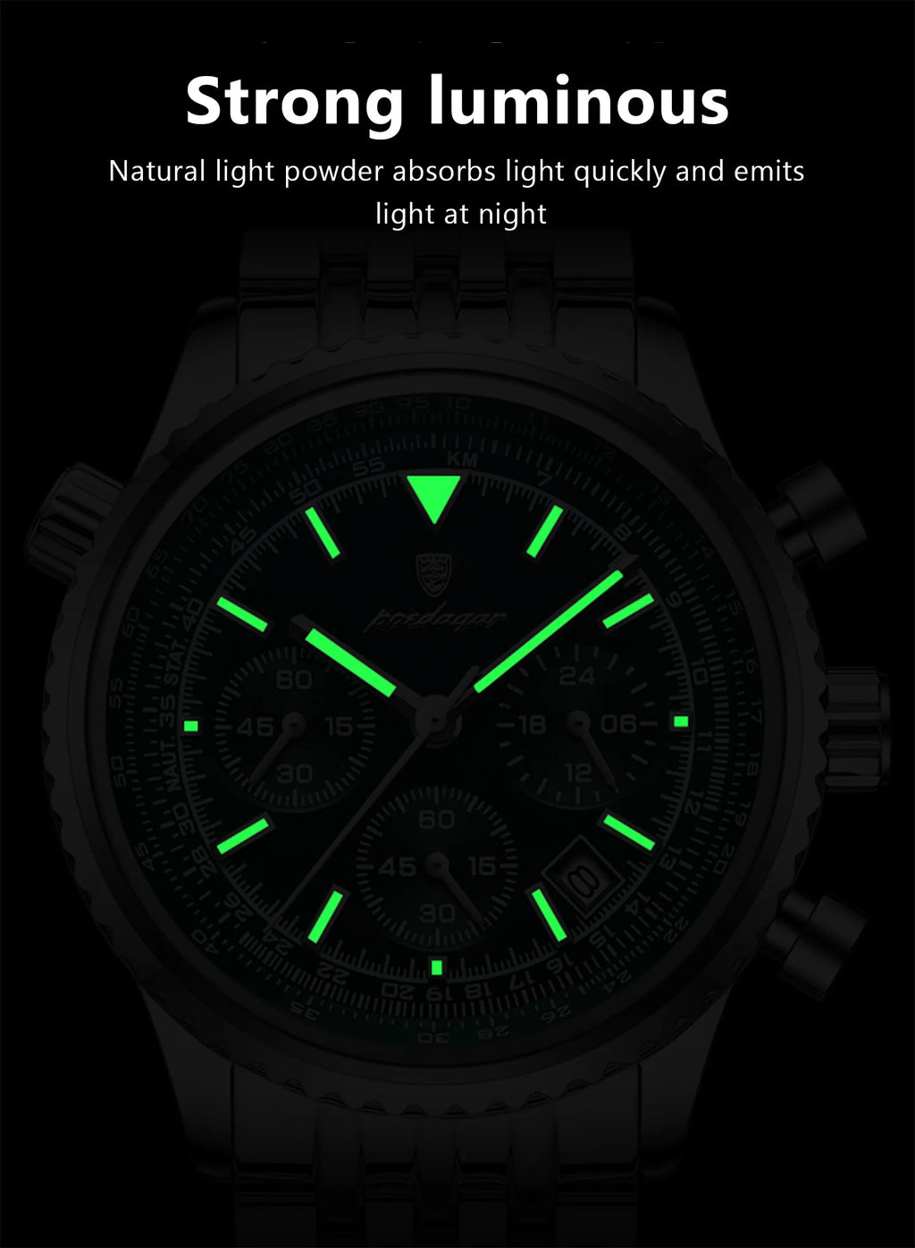 Reloj Hombre POEDAGAR 960 – Acero Inoxidable, Elegante, Cronógrafo y Resistente al Agua