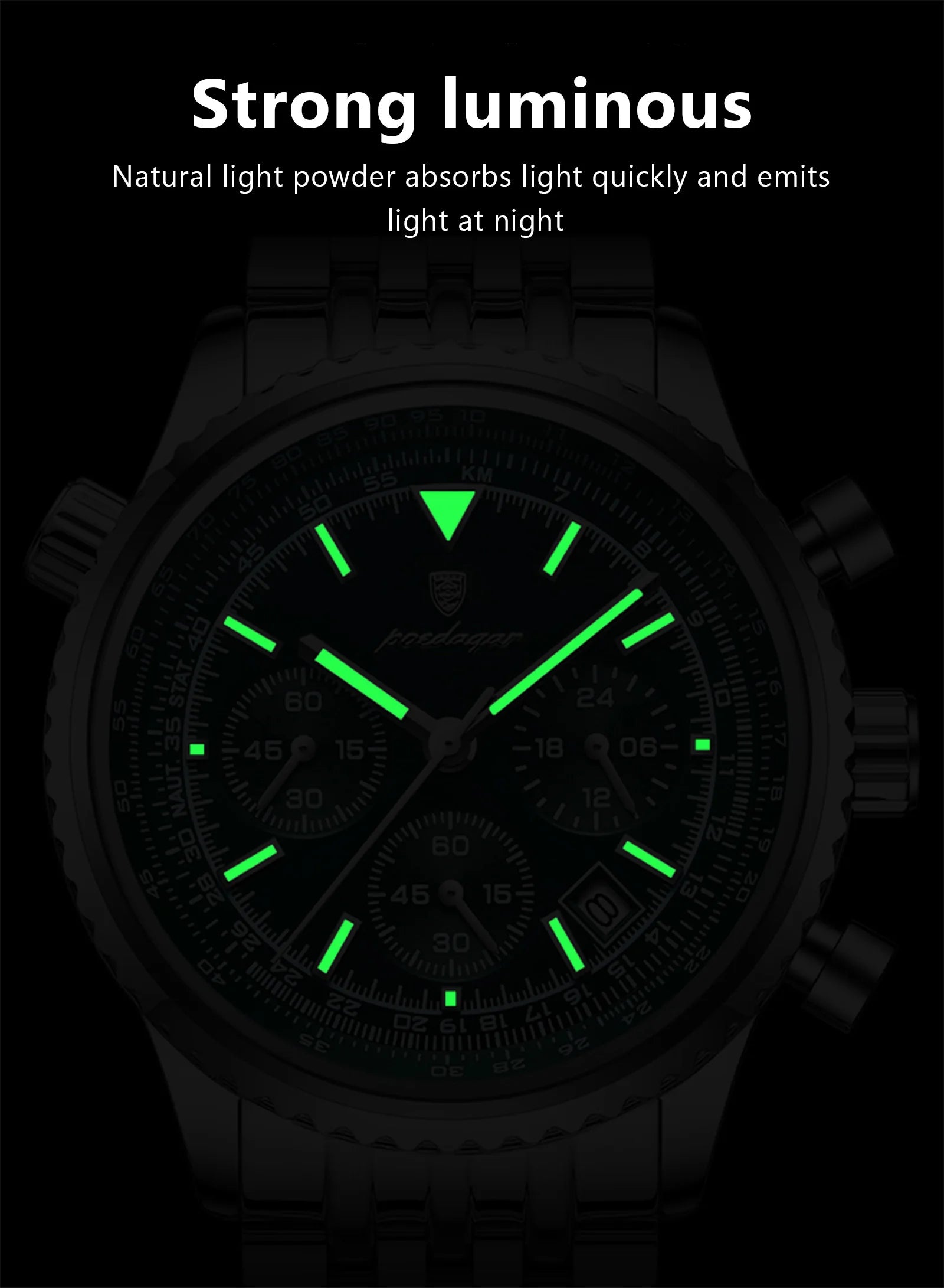 Reloj Hombre POEDAGAR 960 – Acero Inoxidable, Elegante, Cronógrafo y Resistente al Agua