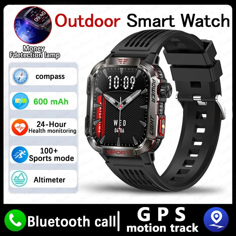 Smartwatch Deportivo Militar con Linterna y Llamadas Bluetooth – Batería 600mAh y Diseño Resistente