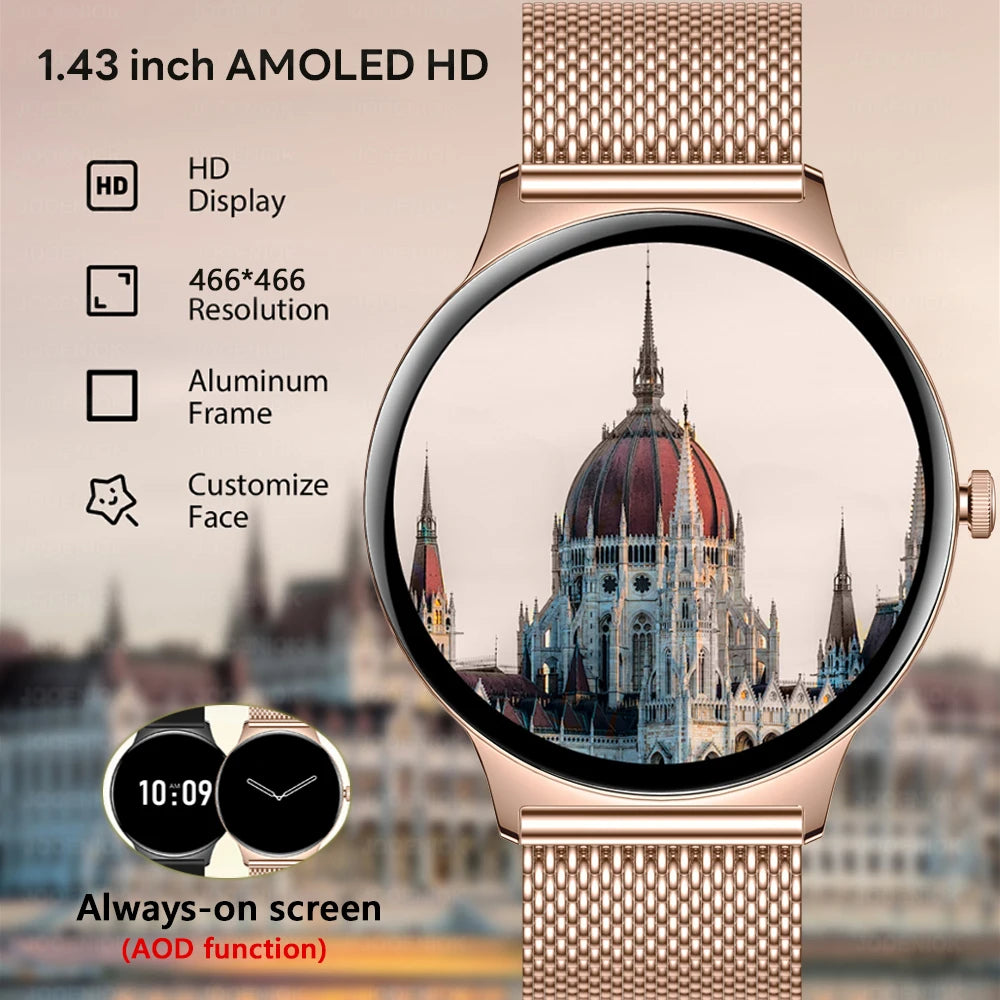 Smartwatch AMOLED Ultra Delgado con Llamadas Bluetooth – Monitor de Salud y Deporte (Android/iOS)