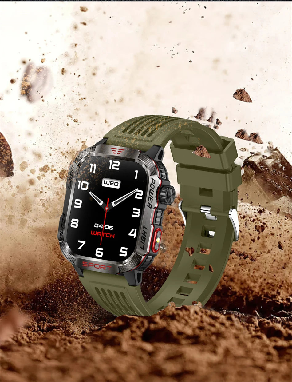 Smartwatch Deportivo Militar con Linterna y Llamadas Bluetooth – Batería 600mAh y Diseño Resistente