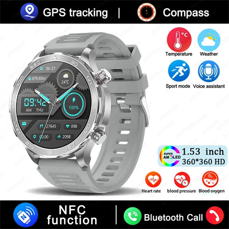 Smartwatch BOXUXING AMOLED – Reloj Inteligente con Llamadas Bluetooth, GPS y Monitor de Salud