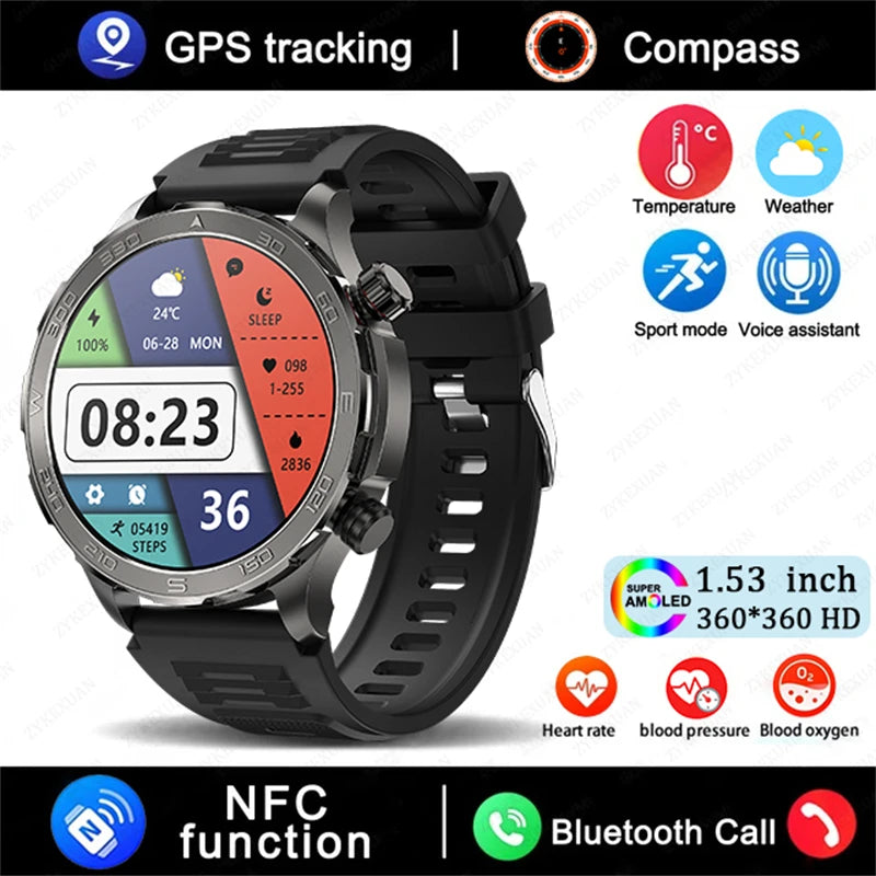 Smartwatch BOXUXING AMOLED – Reloj Inteligente con Llamadas Bluetooth, GPS y Monitor de Salud