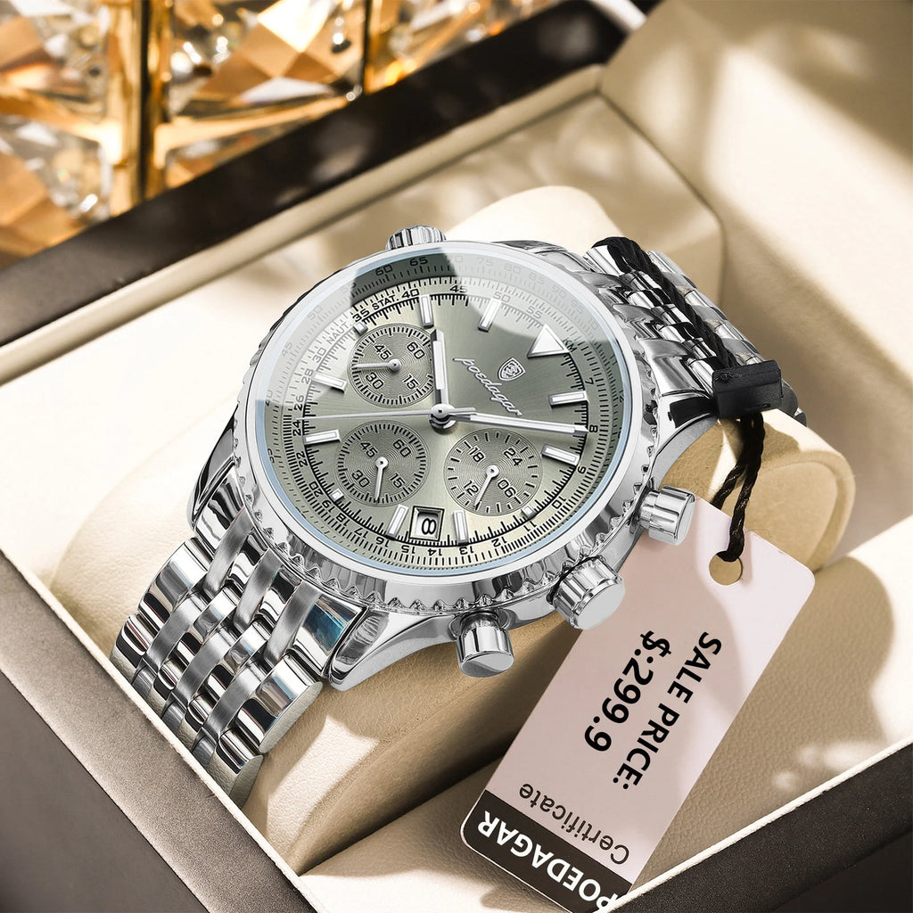 Reloj Masculino POEDAGAR de Lujo – Cronógrafo Deportivo Impermeable 3ATM