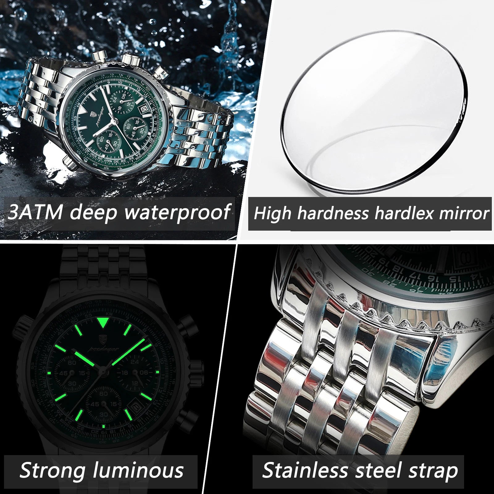 Reloj Hombre POEDAGAR 960 – Acero Inoxidable, Elegante, Cronógrafo y Resistente al Agua