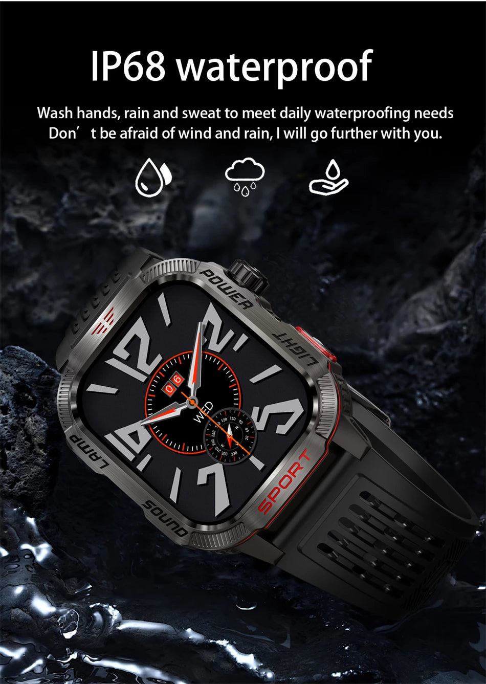 Smartwatch Deportivo Militar con Linterna y Llamadas Bluetooth – Batería 600mAh y Diseño Resistente