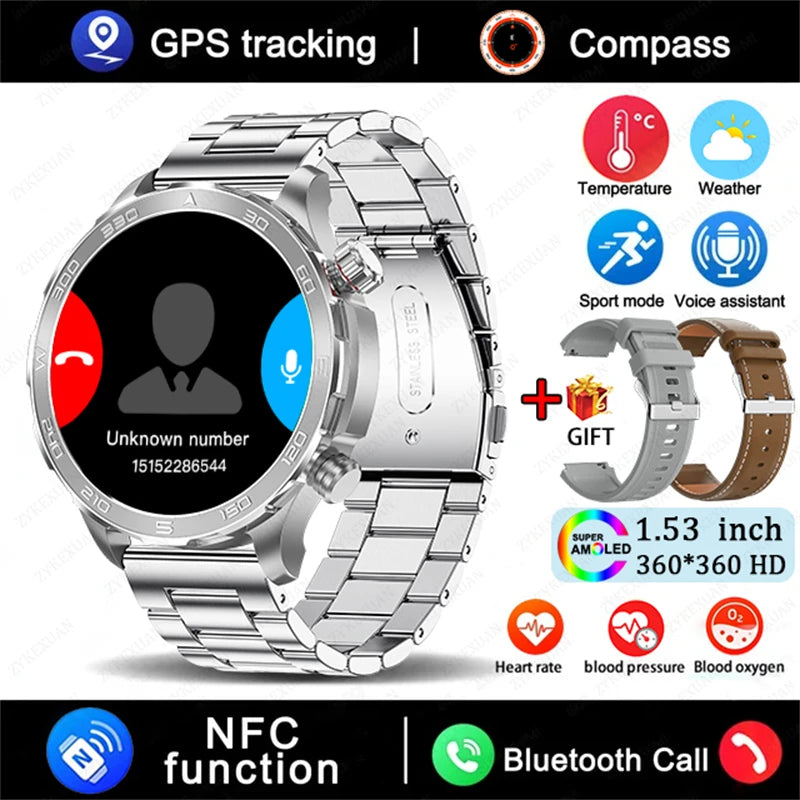 Smartwatch BOXUXING AMOLED – Reloj Inteligente con Llamadas Bluetooth, GPS y Monitor de Salud