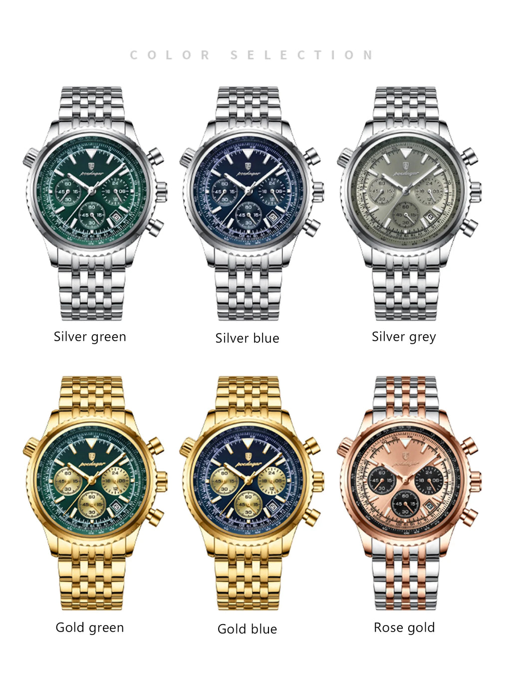 Reloj Hombre POEDAGAR 960 – Acero Inoxidable, Elegante, Cronógrafo y Resistente al Agua