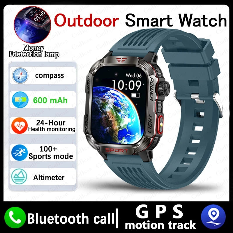 Smartwatch Deportivo Militar con Linterna y Llamadas Bluetooth – Batería 600mAh y Diseño Resistente