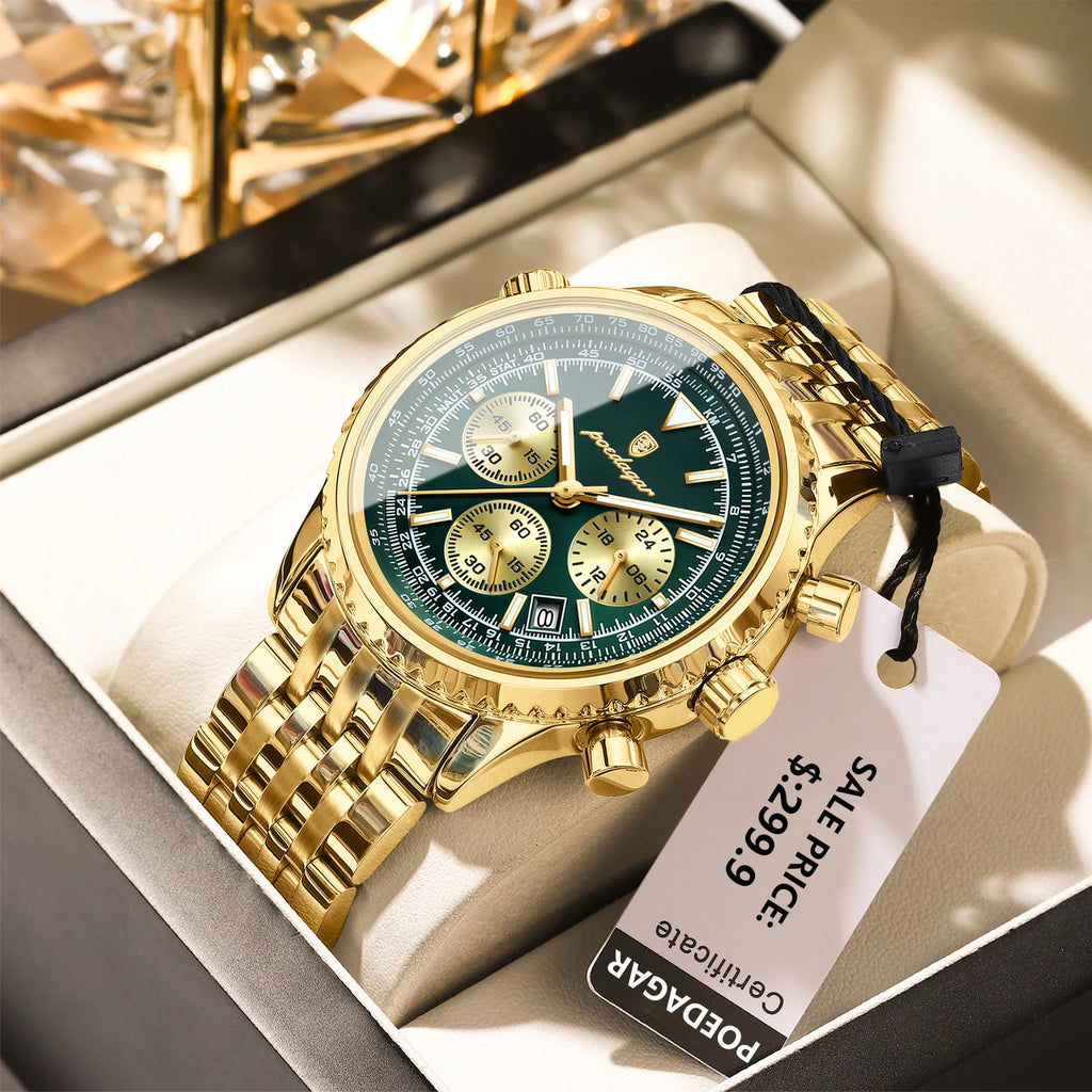 Reloj Masculino POEDAGAR de Lujo – Cronógrafo Deportivo Impermeable 3ATM