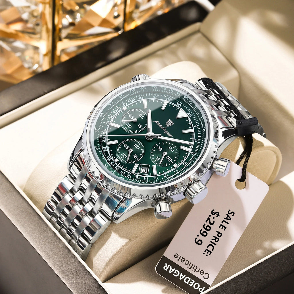 Reloj Masculino POEDAGAR de Lujo – Cronógrafo Deportivo Impermeable 3ATM