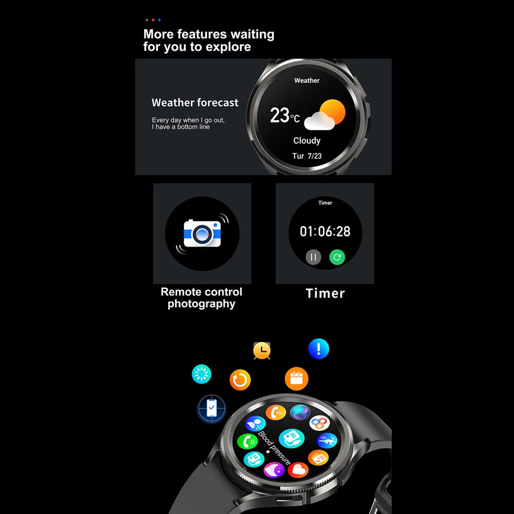New Bluetooth Call Fashion Smart Watch 6 Classic Men's Outdoor Sports Fitness Full Screen Touch Health Monitoring Smartwatches