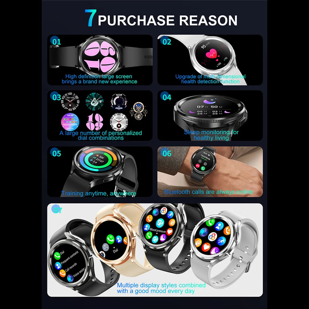 New Bluetooth Call Fashion Smart Watch 6 Classic Men's Outdoor Sports Fitness Full Screen Touch Health Monitoring Smartwatches