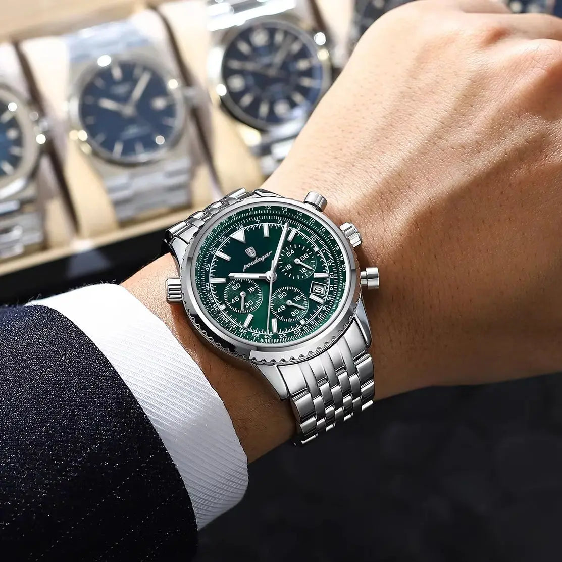 Reloj Hombre POEDAGAR 960 – Acero Inoxidable, Elegante, Cronógrafo y Resistente al Agua