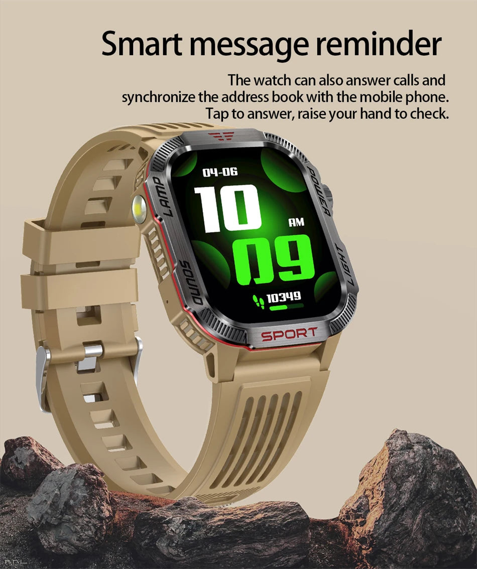 Smartwatch Deportivo Militar con Linterna y Llamadas Bluetooth – Batería 600mAh y Diseño Resistente