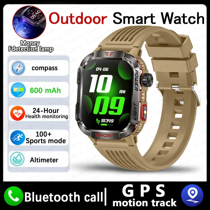 Smartwatch Deportivo Militar con Linterna y Llamadas Bluetooth – Batería 600mAh y Diseño Resistente