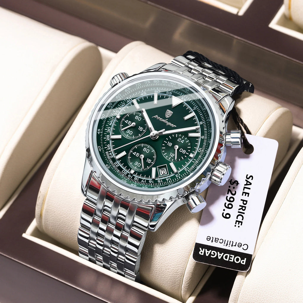 Reloj Masculino POEDAGAR de Lujo – Cronógrafo Deportivo Impermeable 3ATM