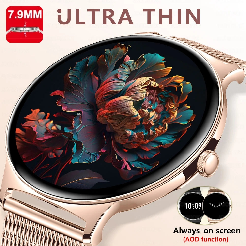 Smartwatch AMOLED Ultra Delgado con Llamadas Bluetooth – Monitor de Salud y Deporte (Android/iOS)