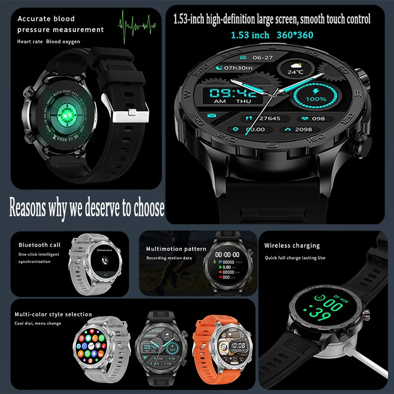 Smartwatch BOXUXING AMOLED – Reloj Inteligente con Llamadas Bluetooth, GPS y Monitor de Salud