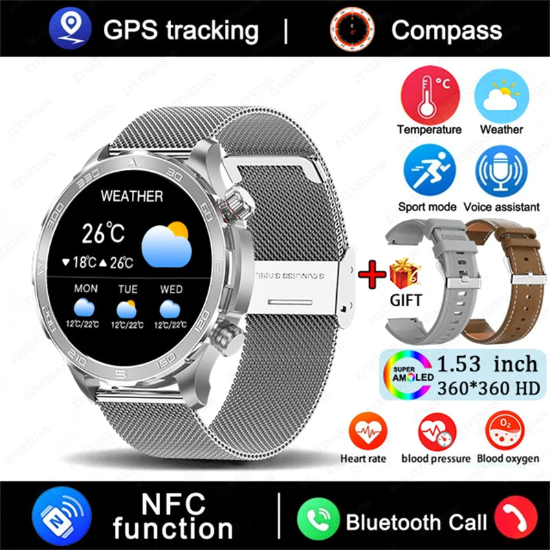 Smartwatch BOXUXING AMOLED – Reloj Inteligente con Llamadas Bluetooth, GPS y Monitor de Salud