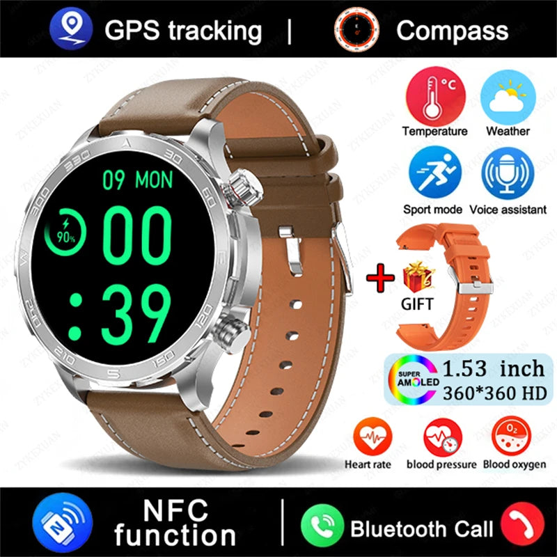 Smartwatch BOXUXING AMOLED – Reloj Inteligente con Llamadas Bluetooth, GPS y Monitor de Salud