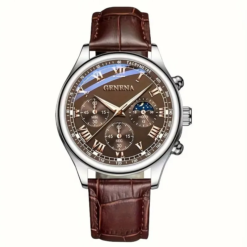 Reloj Masculino GENEVA Quartz – Diseño Elegante con Números Romanos
