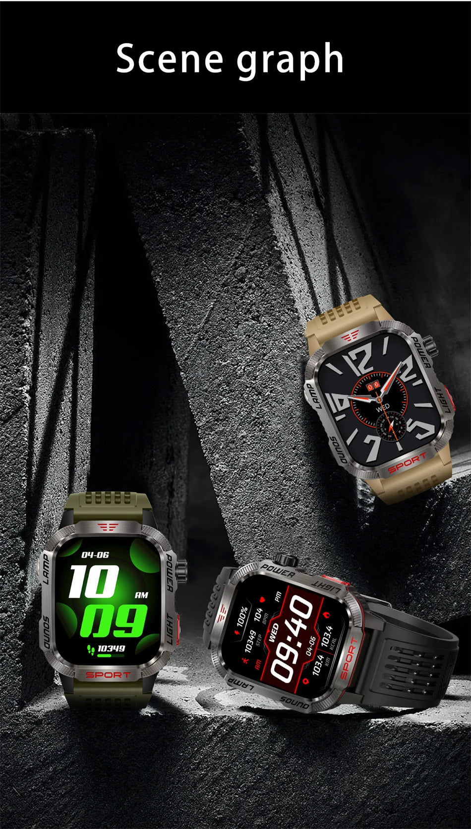 Smartwatch Deportivo Militar con Linterna y Llamadas Bluetooth – Batería 600mAh y Diseño Resistente